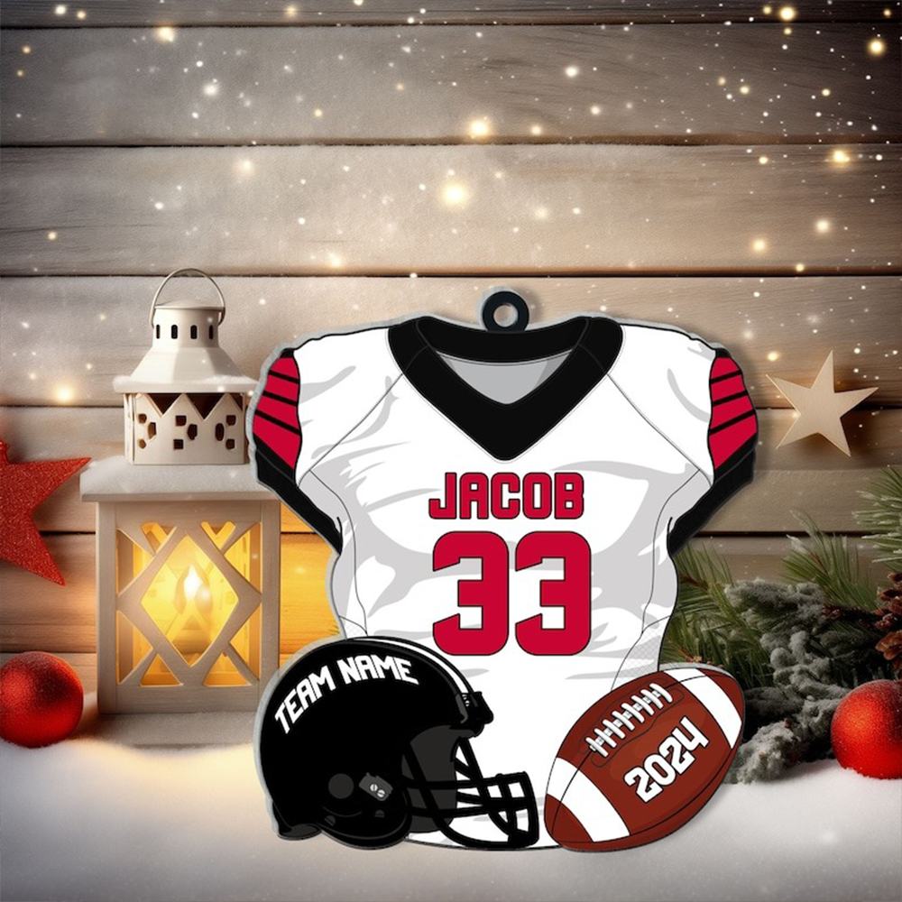 Personalized Football Jersey Acrylic Ornament 2025, Custom Name, Number & Team Christmas Tree Decoration Gift