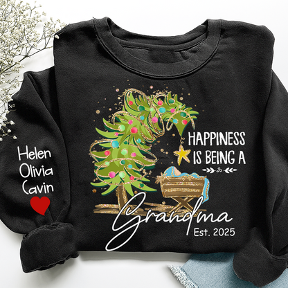Happiness Is Being a Grandma Shirt, Custom Christmas Sweatshirt with Kids Names