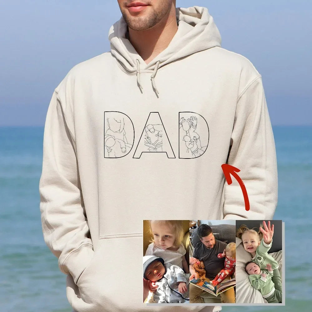Custom Photo Portrait Embroidery Sweatshirt Gift For Dad And Mom Sweatshirt