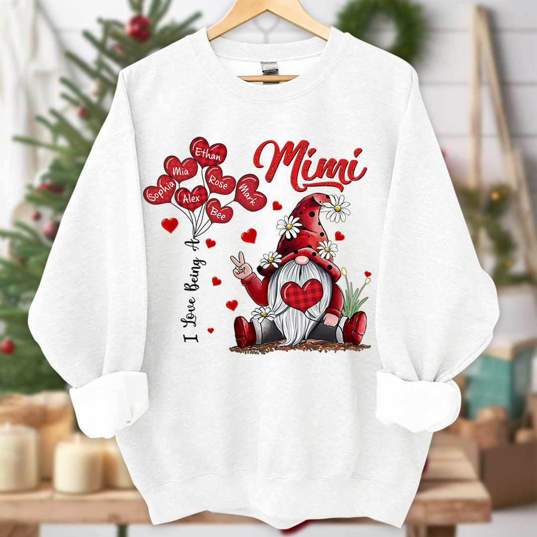 I Love Being A Mimi Gnome Heart With Grandkids Sweatshirt