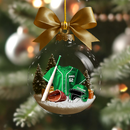 Custom Baseball Christmas Ornament – Personalized Name & Team Jersey Snow Globe Ornament 2025 Ornament