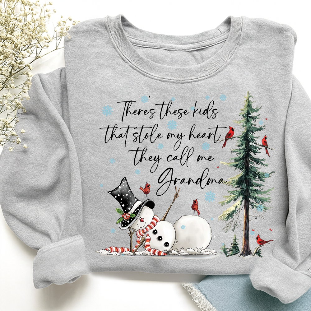 They Call Me Grandma, They Stole My Heart Sweatshirt – Personalized Gift for Grandmother, Cute Holiday Outfit for Christmas