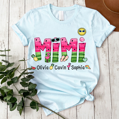 Custom Mimi Watermelon Summer Shirt, Personalized Nickname And Grandkids T-Shirt