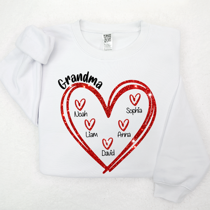 Glitter Custom Name Valentine Heart Grandma And Kids LTP01