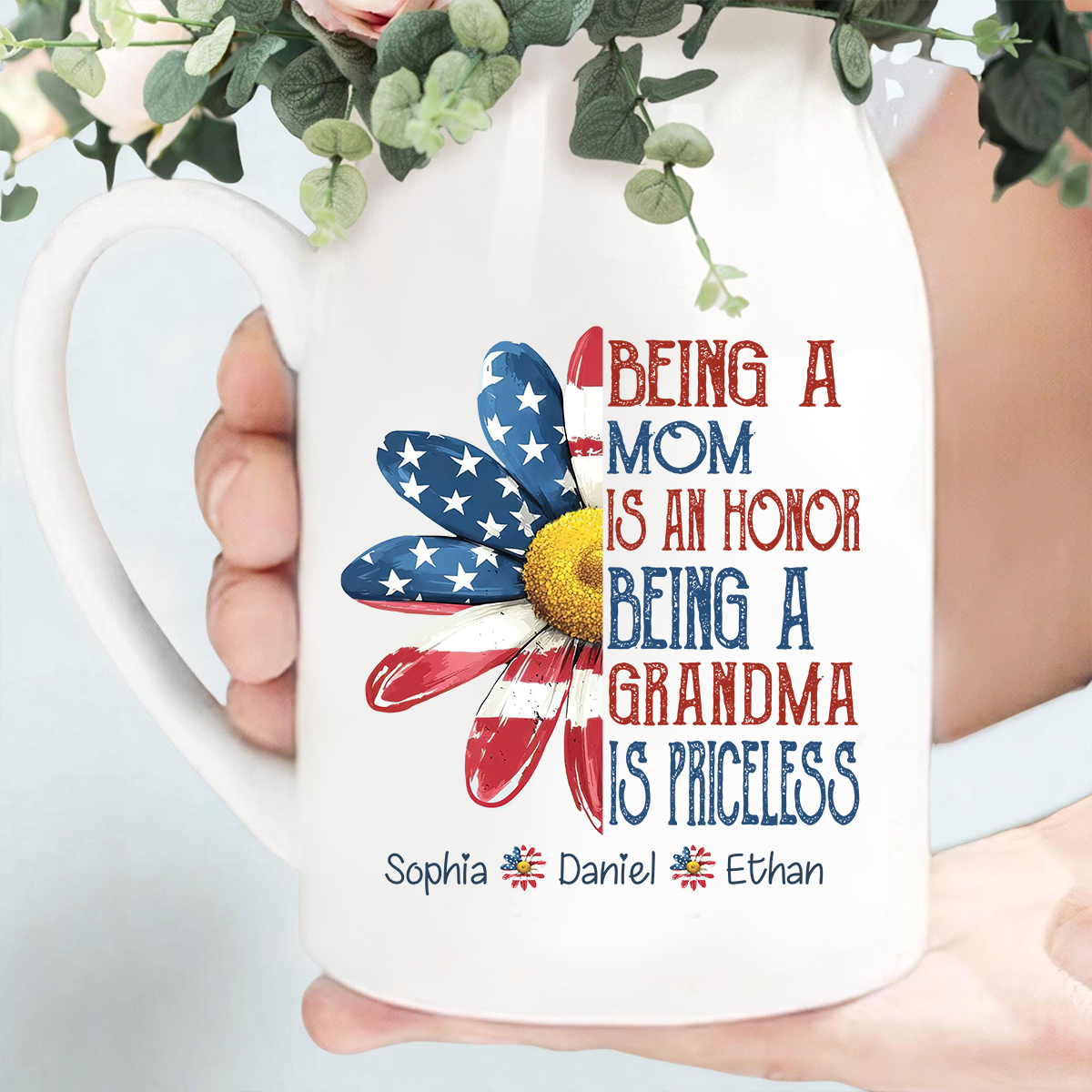 Custom Ceramic Flower Vase, In a World Full of Grandmas Be a Mimi with Family Names, Perfect Gift for Grandma