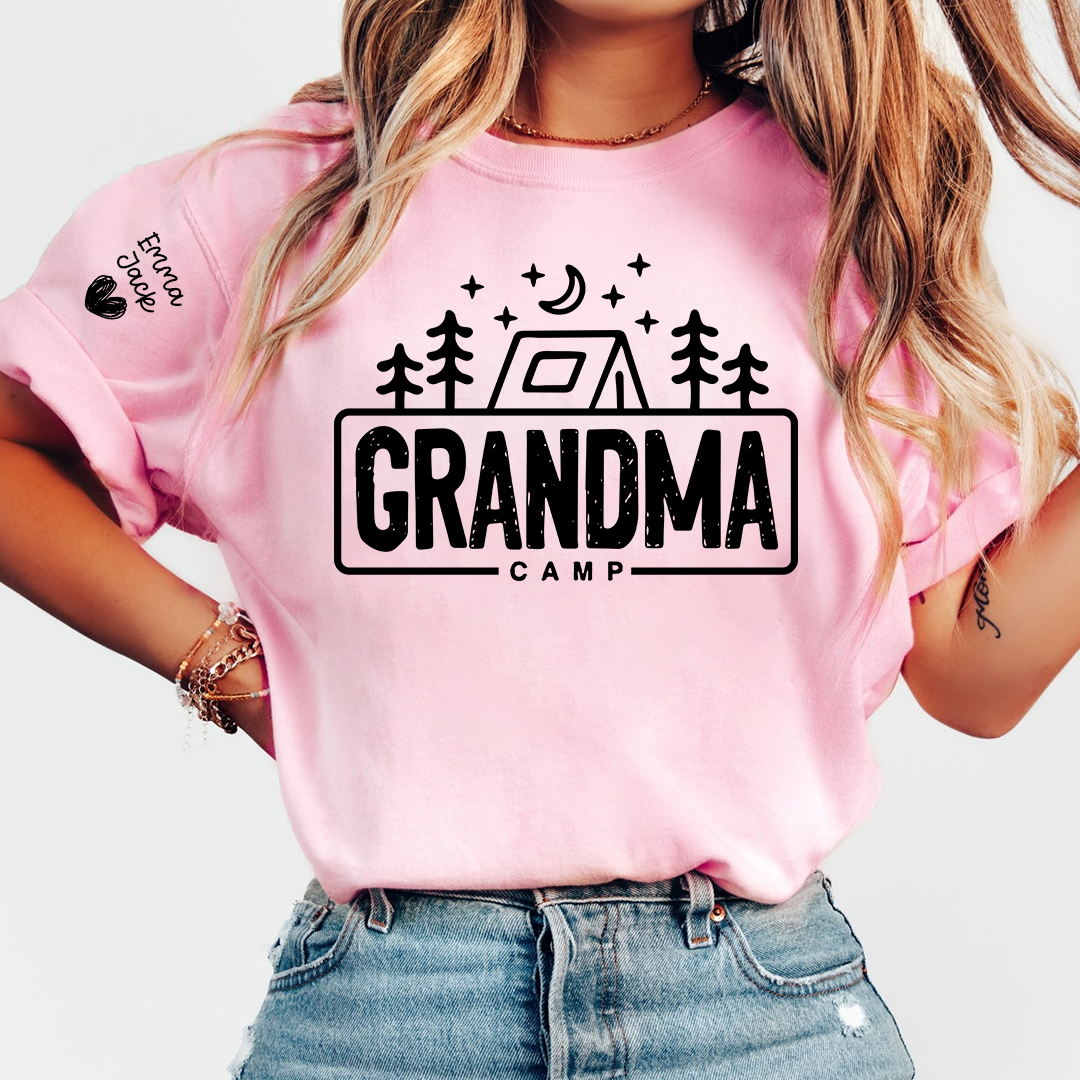 Grandma Camp Shirt, Personalized Grandma Camping Tee, Custom Grandkids Names T Shirt, Outdoor Adventure Gift for Grandma