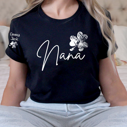 Lucky Grandma St Patrick’s Day T Shirt, Nana Shamrock Custom Names Design