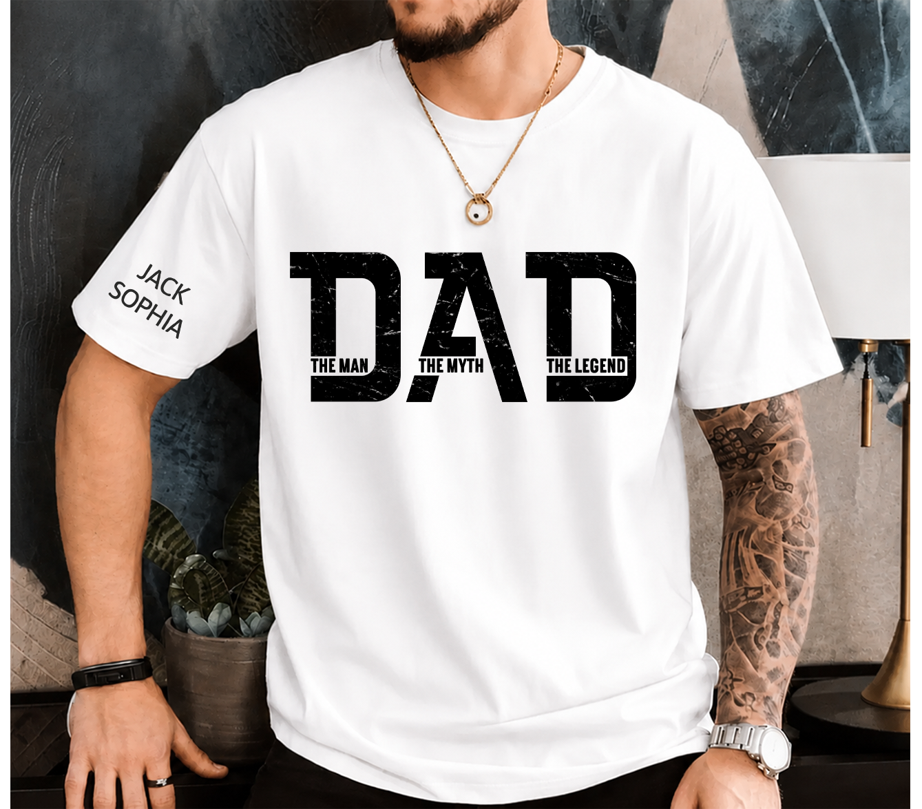 Personalized Dad Shirt The Man The Myth The Legend Custom Kids Names Gift for Dad