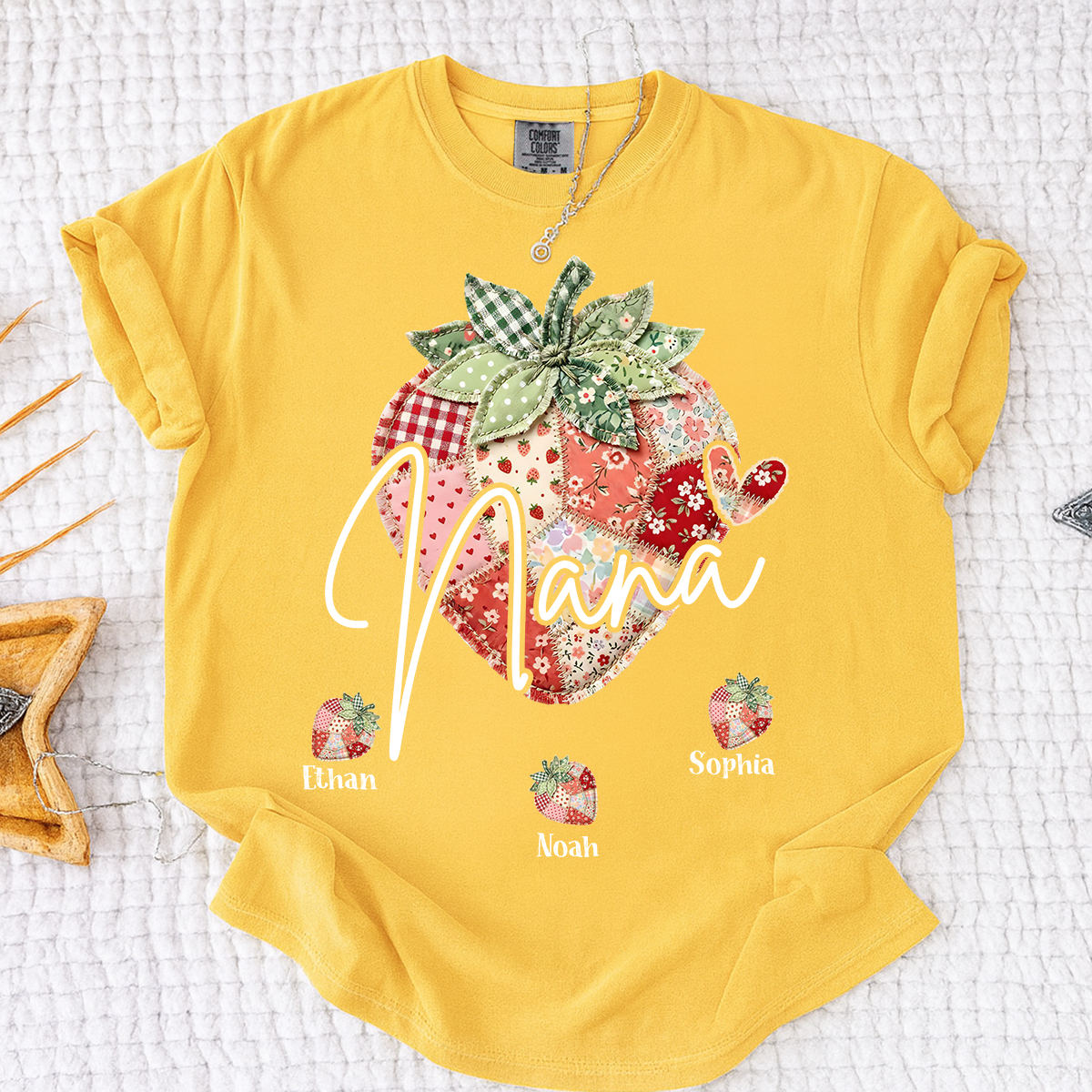 Comfort Colors® Nana Strawberry Graphic Tee, Fun and Sweet Personalized Grandma Shirt For Gift Nana And Kids