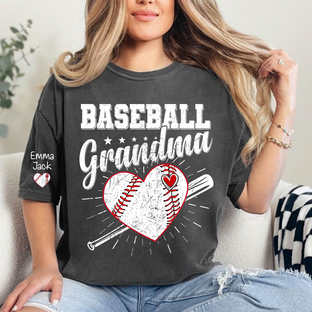 Custom Baseball Grandma T-Shirt, Personalized Family Tee for Baseball Season and Game Days