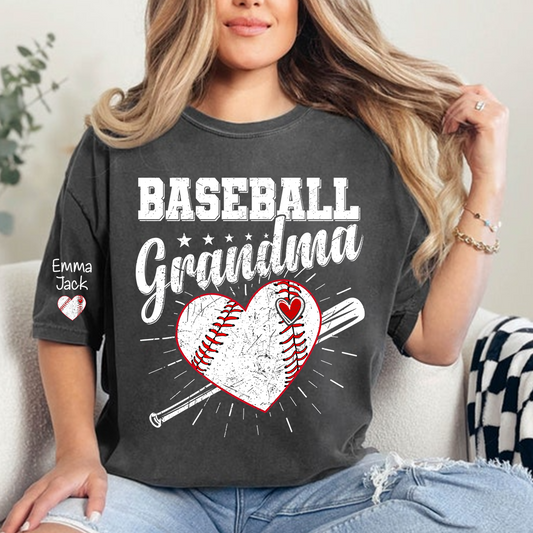 Custom Baseball Grandma T-Shirt, Personalized Family Tee for Baseball Season and Game Days