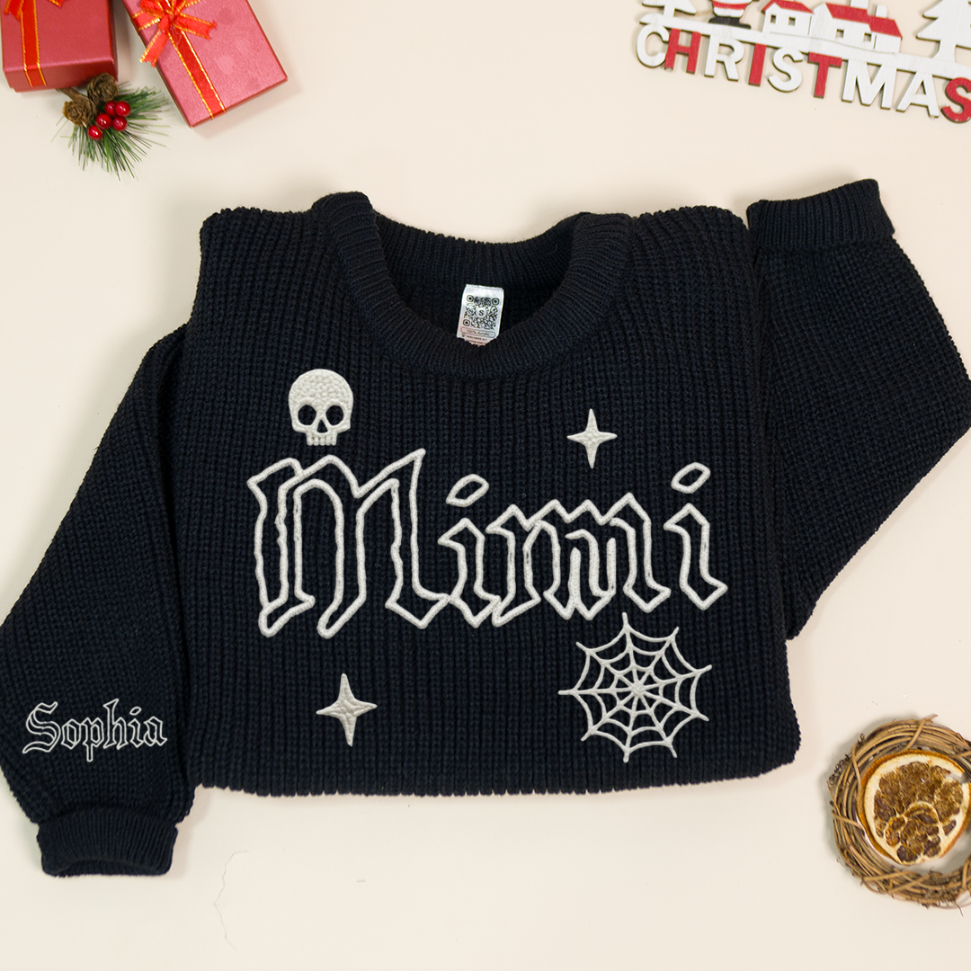 Custom Mimi Knit Sweater – Personalized Halloween Gift for Grandma