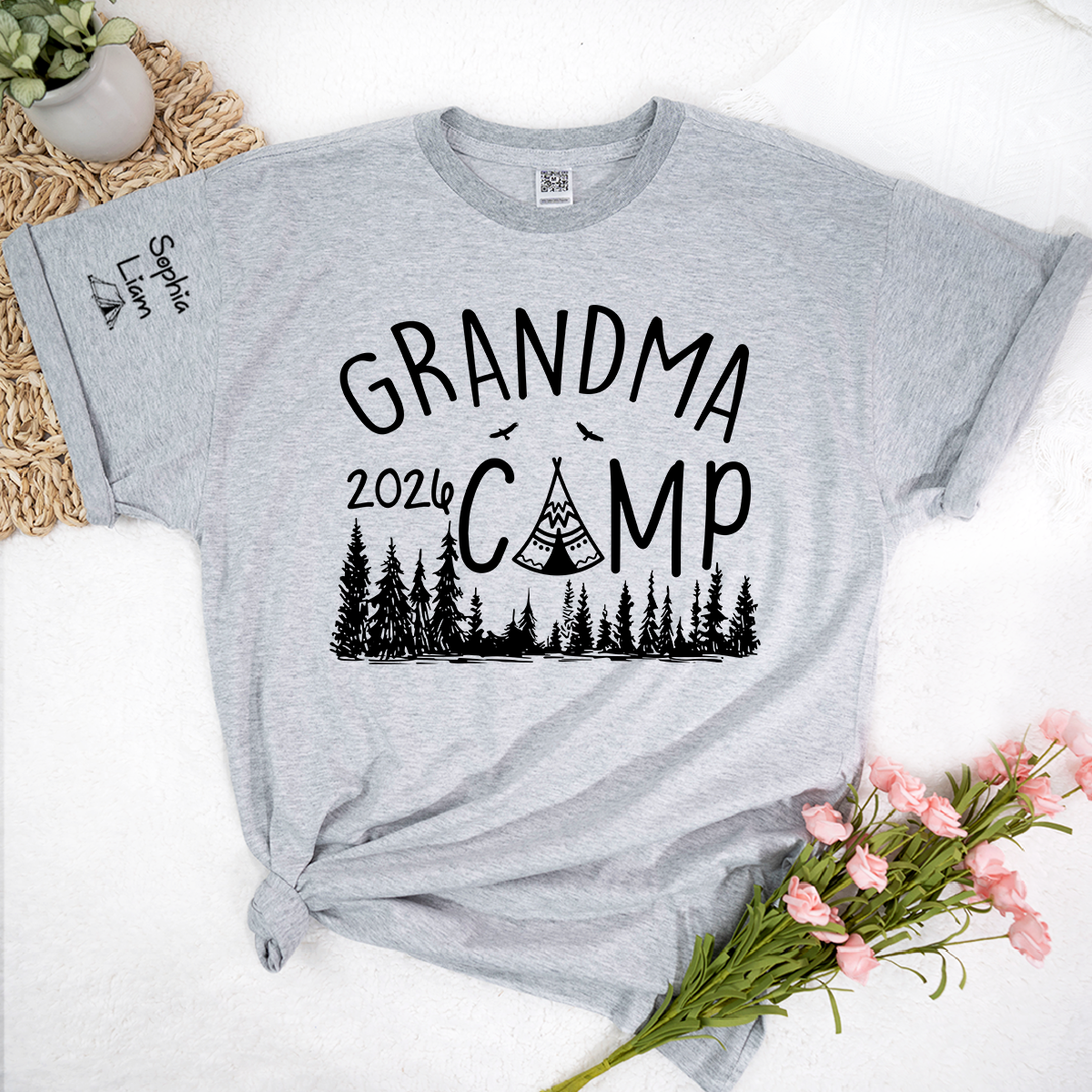 Grandma Camp 2026 T-Shirt, Custom Grandma Camping Shirt with Names, Cute Outdoor Family Vacation Tee for Grandma