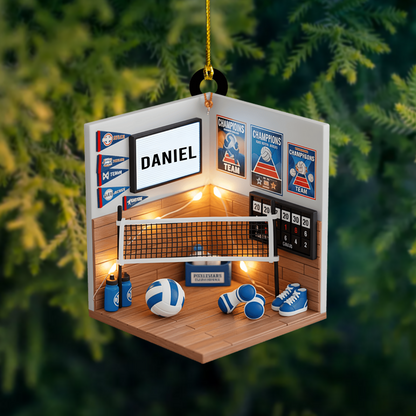 Personalized Volleyball Ornament 2025 – Custom Name Sports Room Christmas Decoration for Players and Coaches Ornament