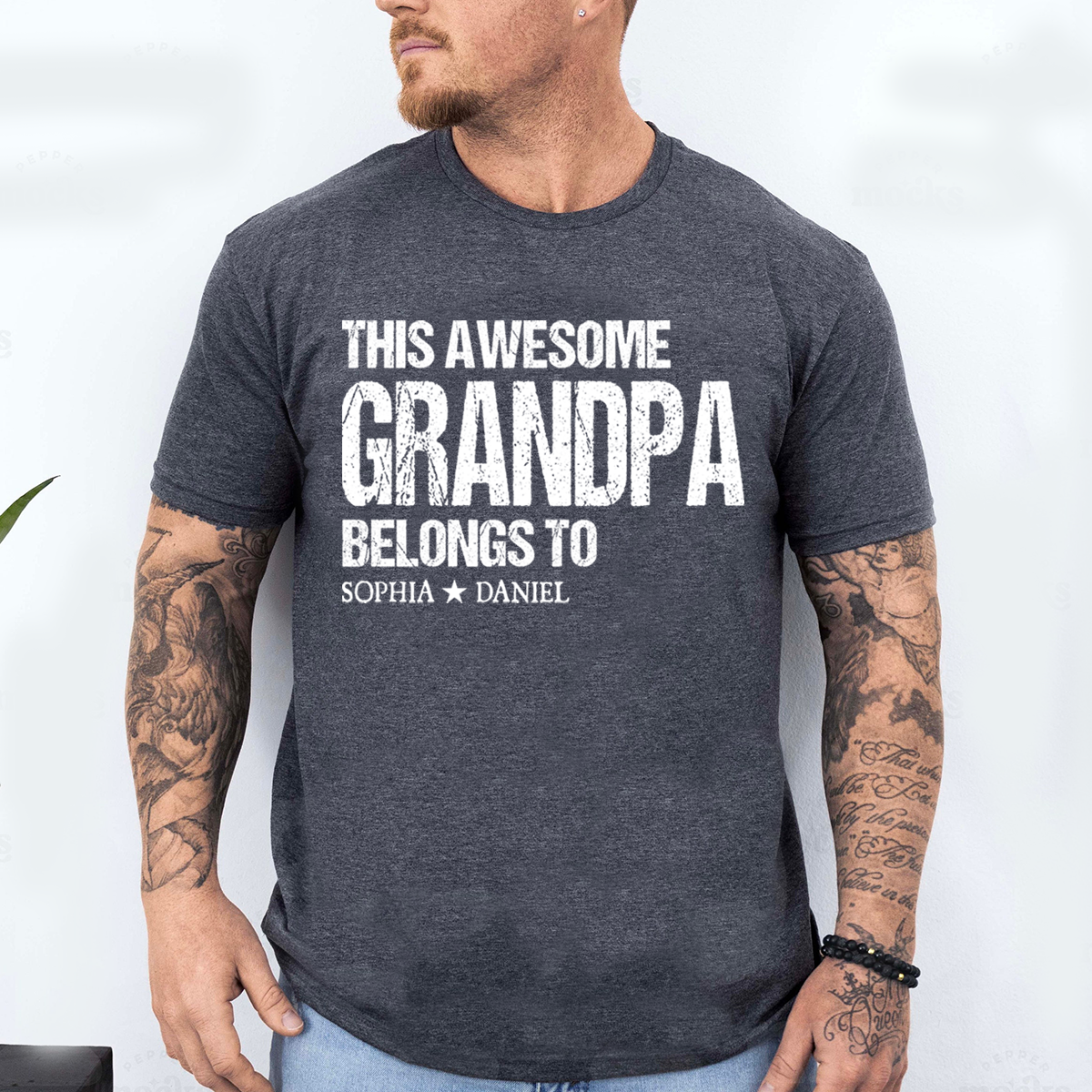 This Awesome Grandpa Belongs To Shirt Personalized with Names Custom Grandpa T Shirt Family Name Gift for Grandpa