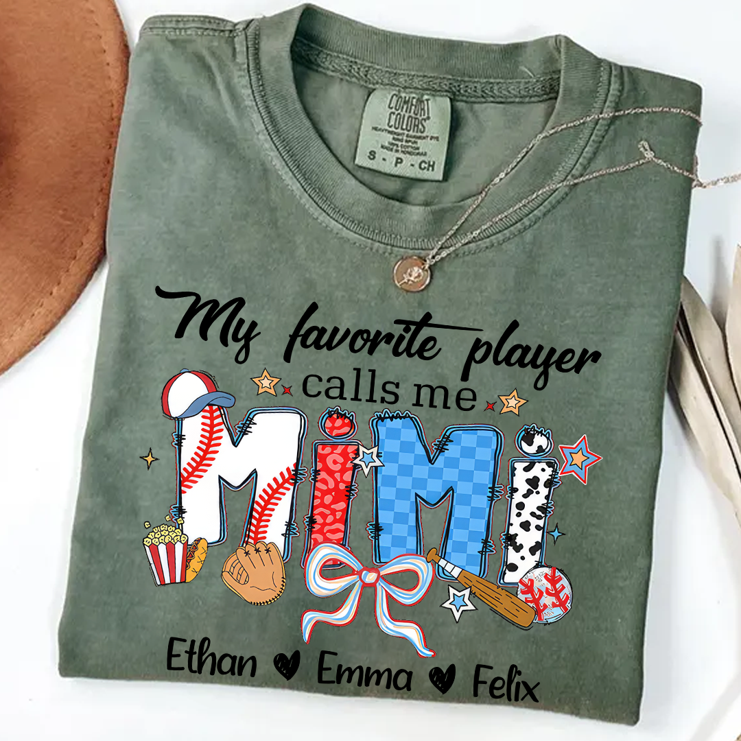 Comfort Colors® My favorite Player Calls Me Grandma Baseball Shirt, Gift For Grandma T-Shirt