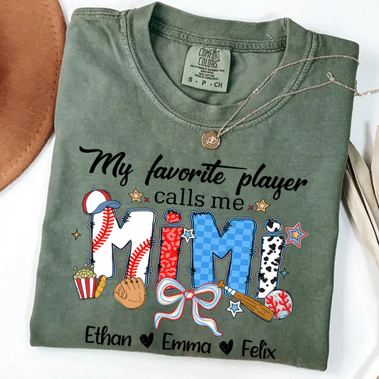 Comfort Colors® My favorite Player Calls Me Grandma Baseball Shirt, Gift For Grandma T-Shirt
