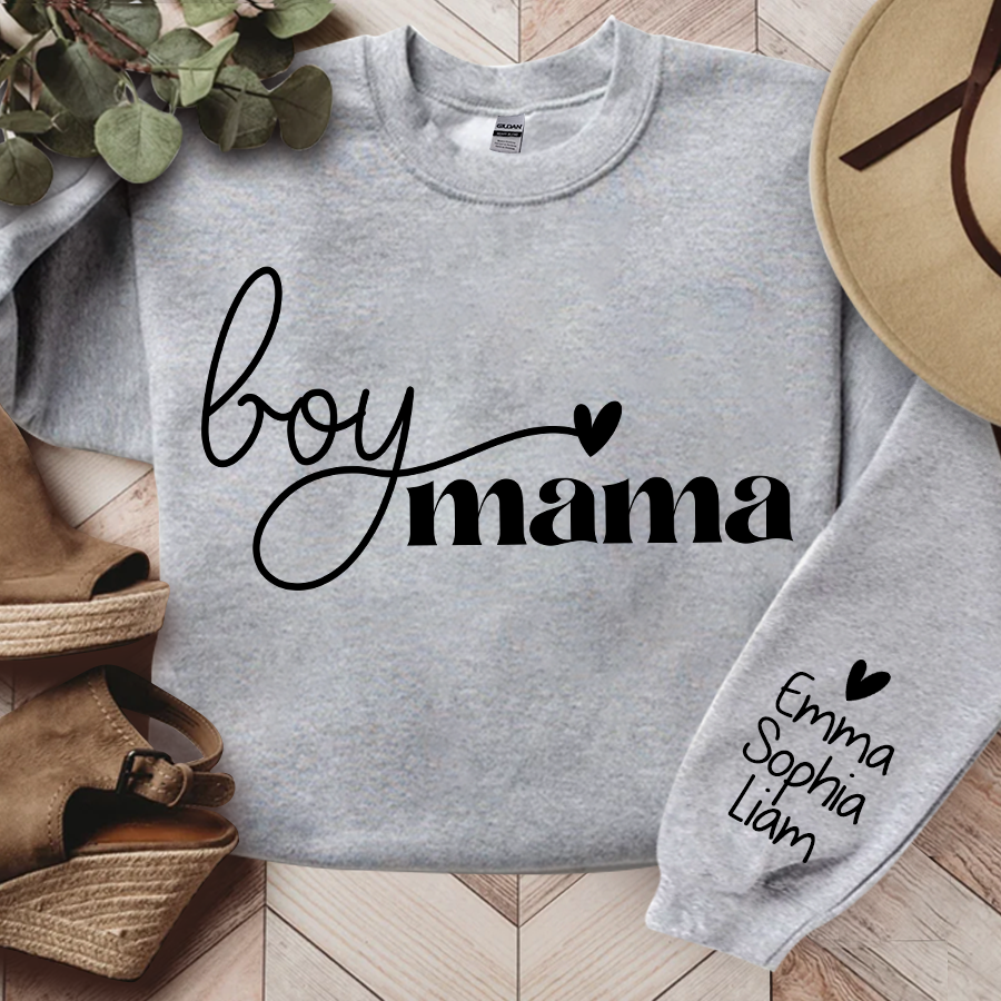 Boy Mama Sweatshirt, Custom Mama And Kids, Gift For Mom TH Sweatshirt