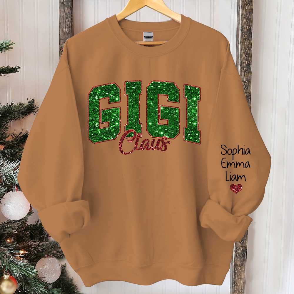 Custom Gigi Claus Green Christmas And Kids Sweatshirt