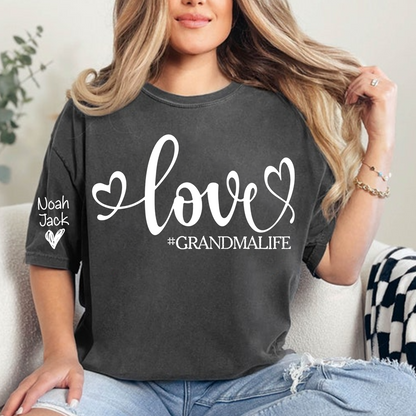Love Grandma Life T-Shirt, Personalized Grandma Tee with Custom Names