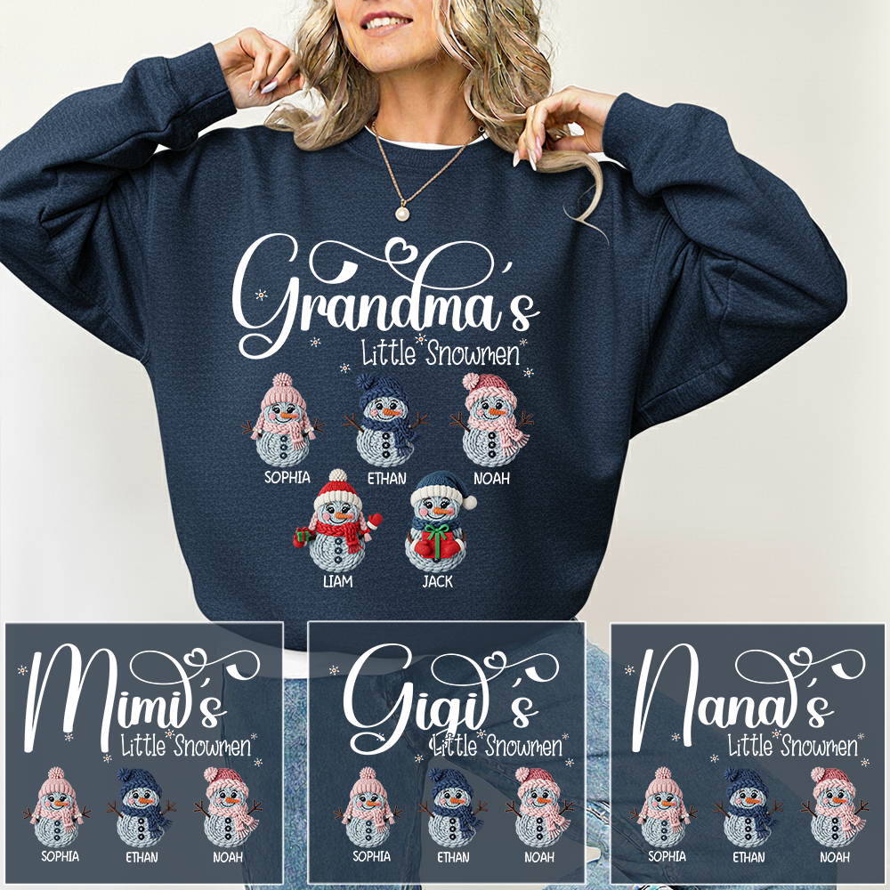 Personalized Grandma’s Little Snowmen Sweatshirt, Custom Christmas Gift with Kids’ Names