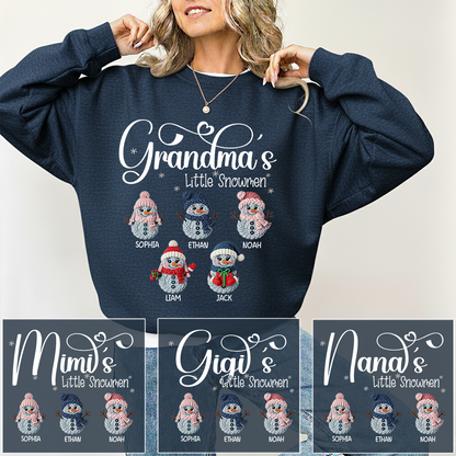 Personalized Grandma’s Little Snowmen Sweatshirt, Custom Christmas Gift with Kids’ Names