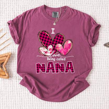 I Love Being Called Nana Pink Tone Design, Grandma Comfort Colors®  Personalized with Kids Name