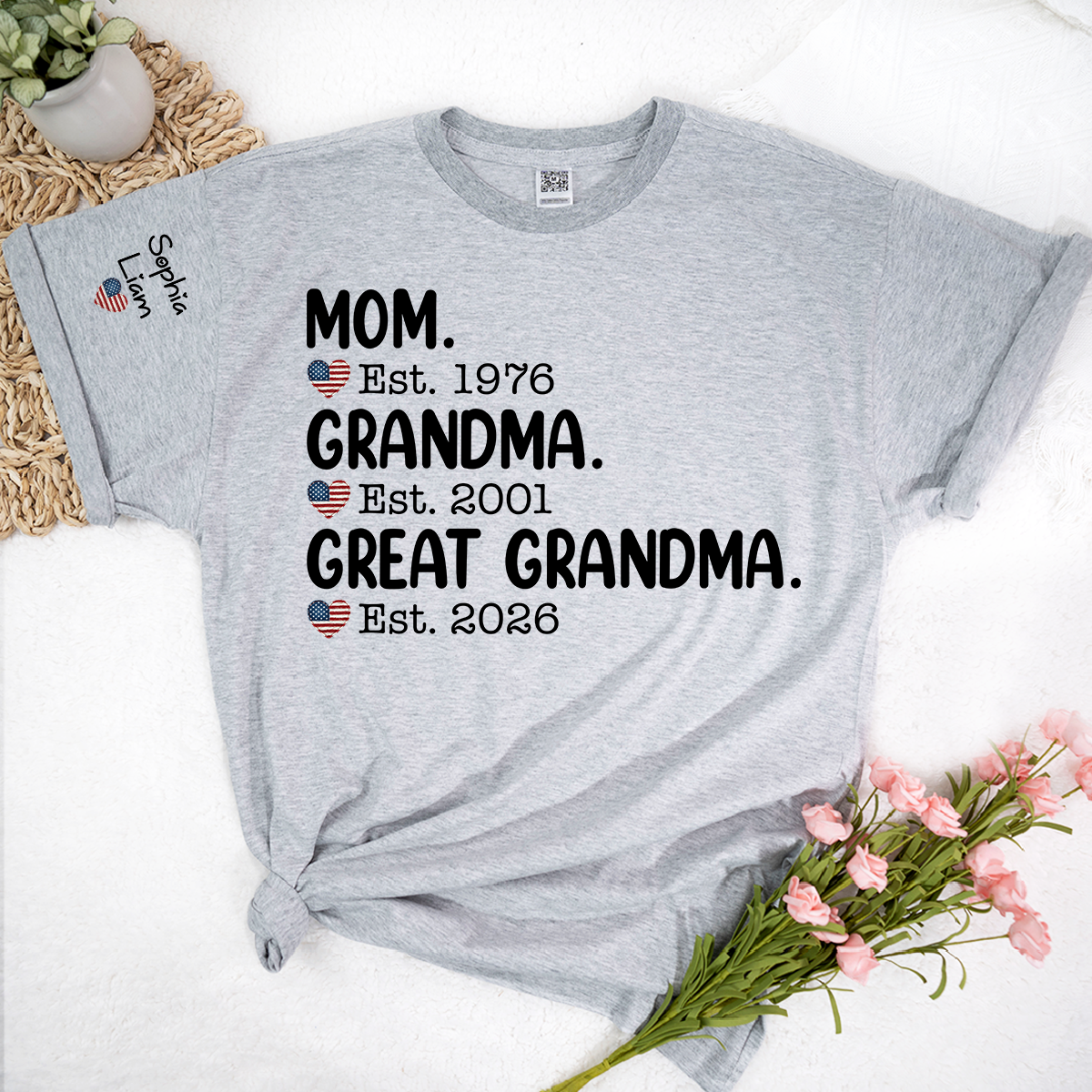 Mom Grandma Great Grandma T Shirt, Est Year Custom Shirt, Personalized Family Gift with Names, Meaningful Gift for Mother Grandmother