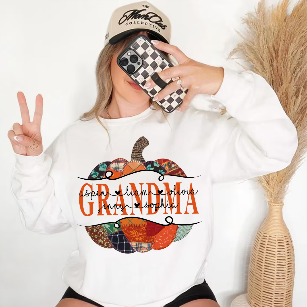 Preppy Floral Fall Pumpkin Halloween Nana And Grandkids