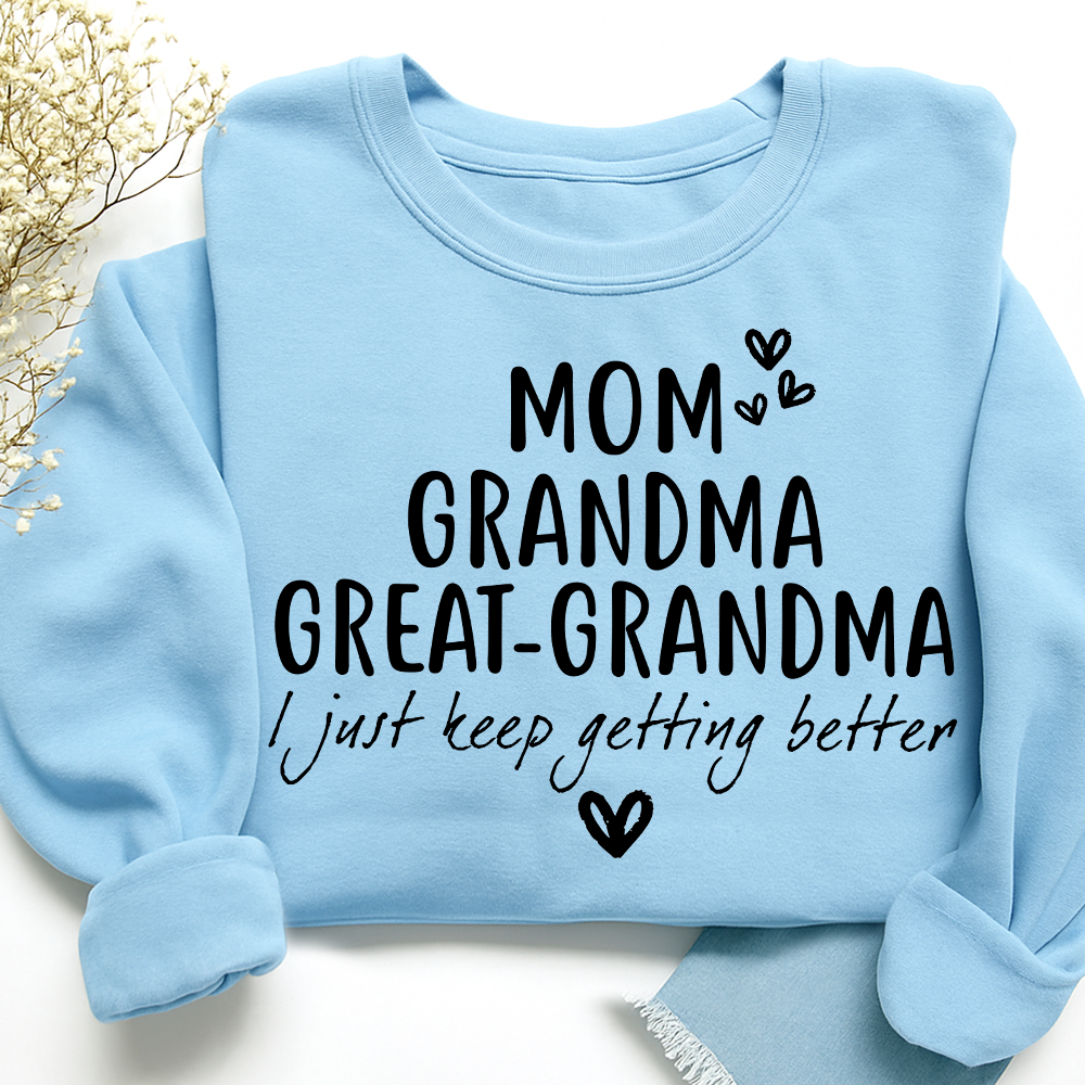 Mom Grandma Great-Grandma Heart Sweatshirt, Custom Family Name for Gift Grandma
