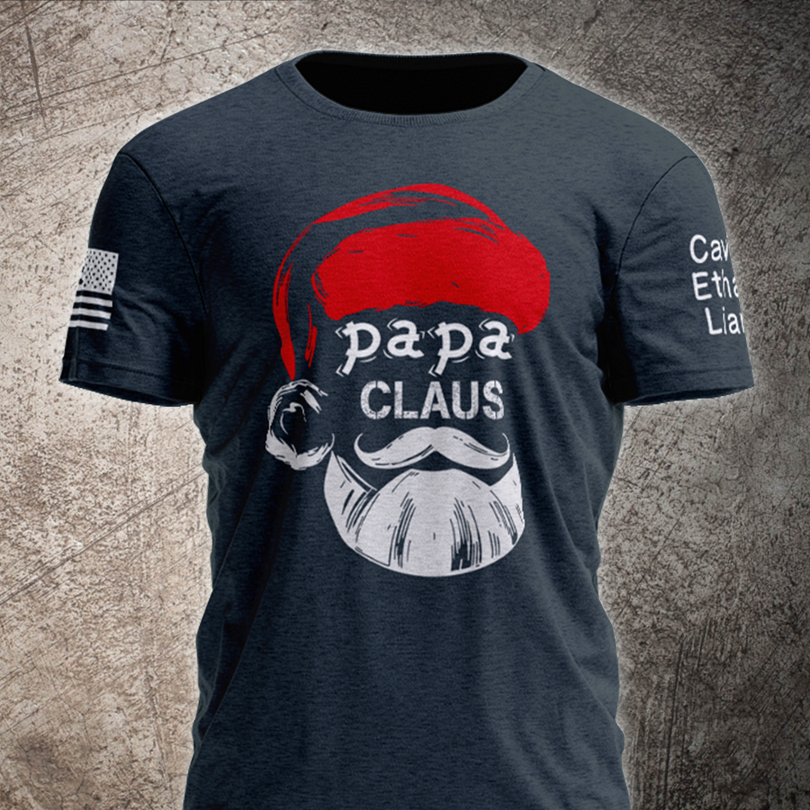 Papa Claus Christmas Shirt, Custom Papa With Kids, Grandpa Gift TH T-Shirt