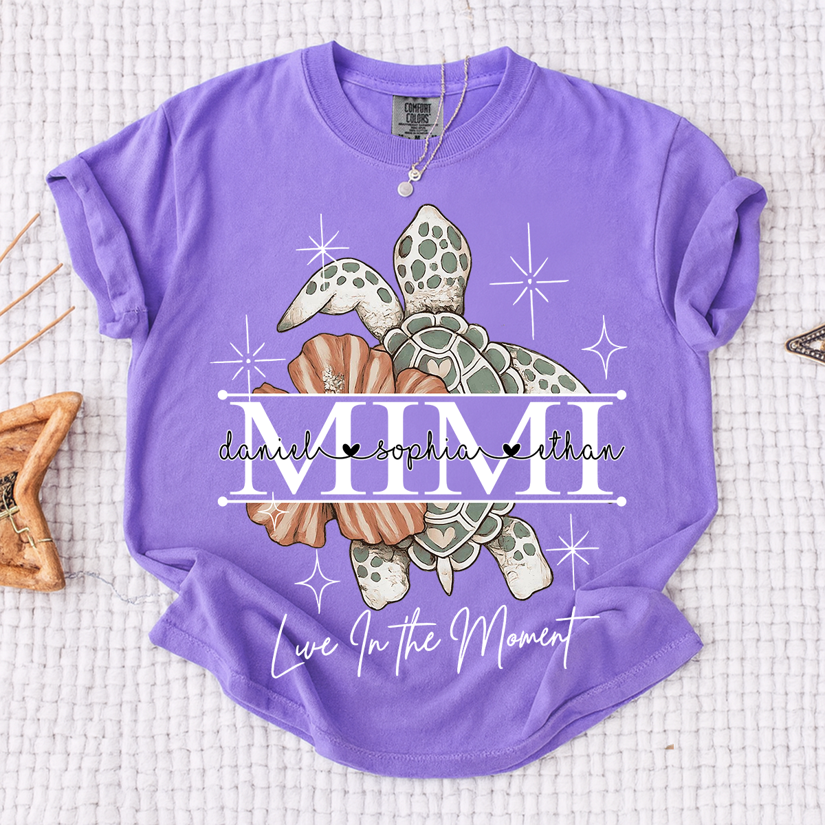 Comfort Colors® Mimi Ocean Turtle T-Shirt Custom Family Names Beach Style