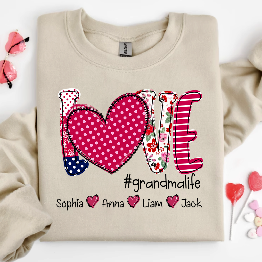 Valentine's Heart Day Custom Grandma And Kids LTP01 Sweatshirt