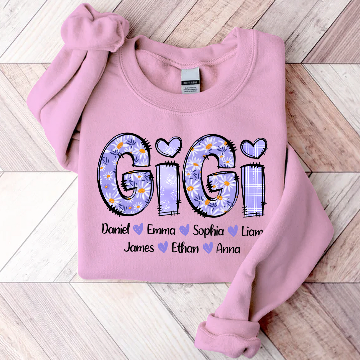 Custom Gigi Purple Daisy With Grandkids Sweatshirt