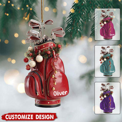 Personalized Golf Bag Ornament 2025 – Custom Name Christmas Ornament for Golfer, Golf Lover Gift Ornament