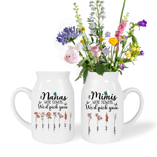 Nana Were Flower And Grandkids Ceramic Flower Vase, Mother's Day Gifts