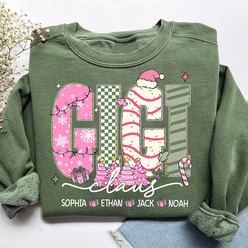 Christmas Mimi Sweatshirt, Custom Family Name Shirt for Grandma