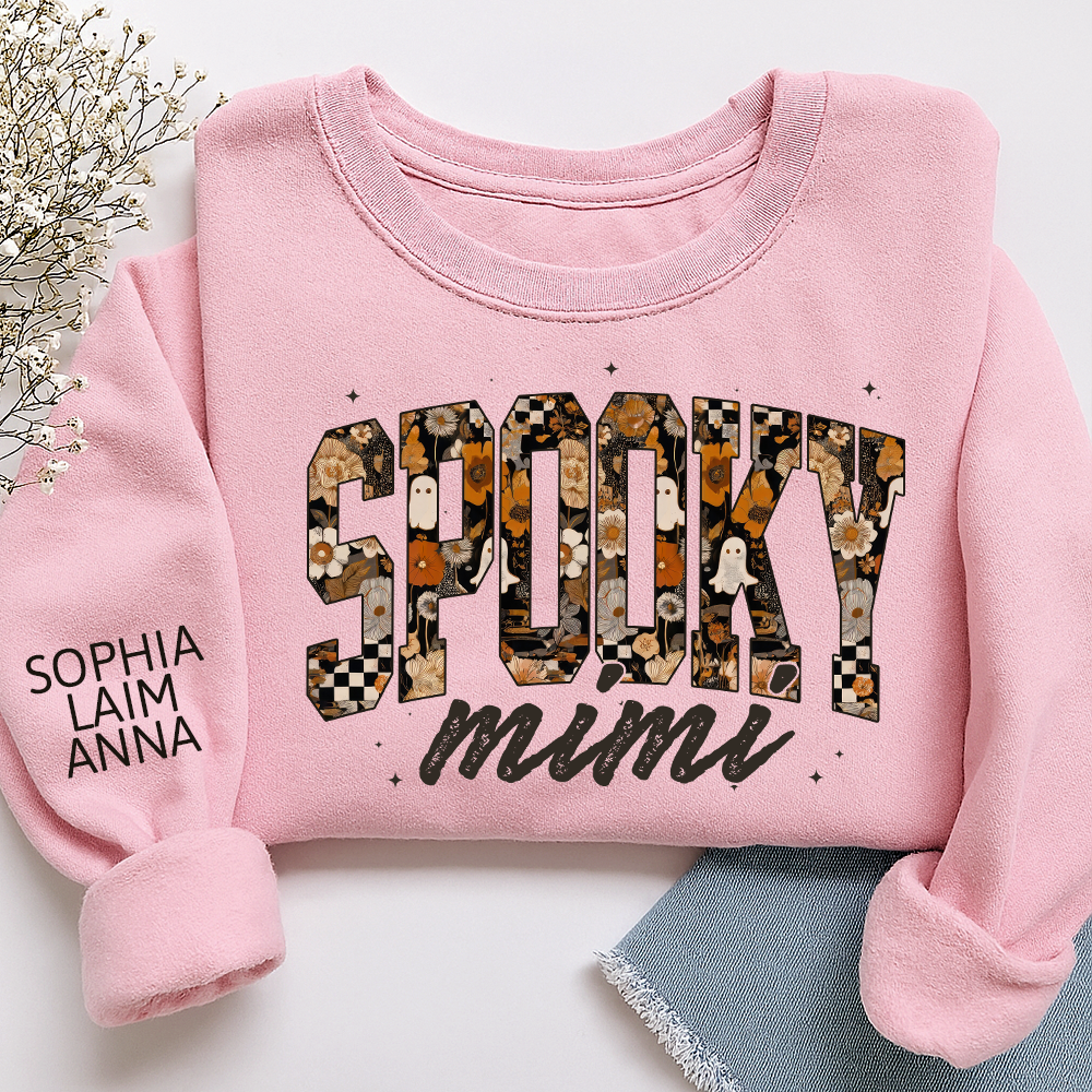 Personalized Spooky Grandma Halloween Sweatshirt, Gift for Mimi And Kids