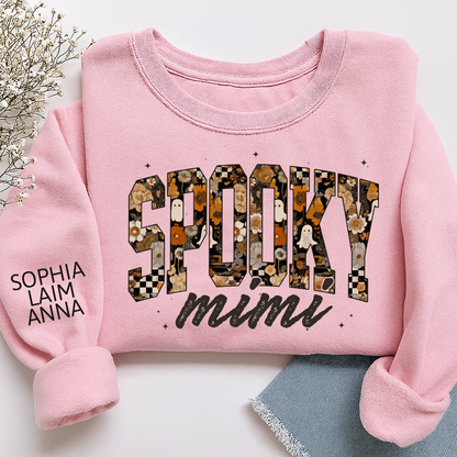 Personalized Spooky Grandma Halloween Sweatshirt, Gift for Mimi And Kids