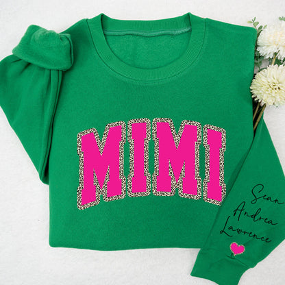 Mimi Leopard Pink And Grandkids Mother's Day Sweatshirt