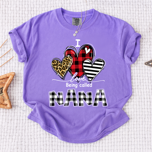 I Love Being Called Nana Leopard Print And Caro Shirt, Grandma Comfort Colors Personalized For Gift Grandma