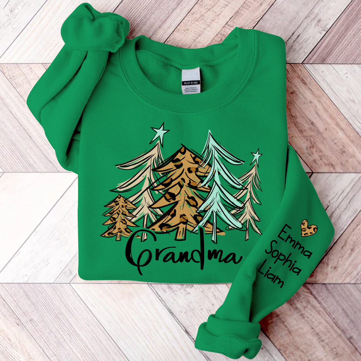 Grandma Christmas Tree, Custom Grandma With Kids TH Sweatshirt