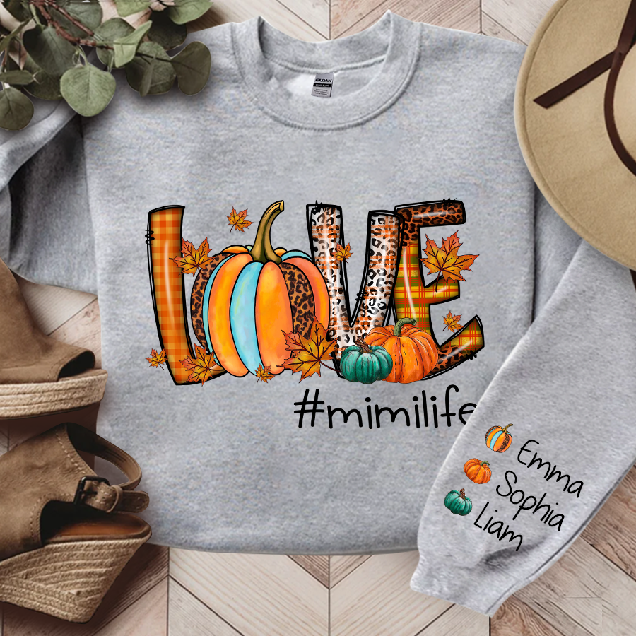 Love Fall Autumn Sweatshirt, Mimi Life Pumpkin Autumn, Grandma Gift, Autumn Gift TH Sweatshirt
