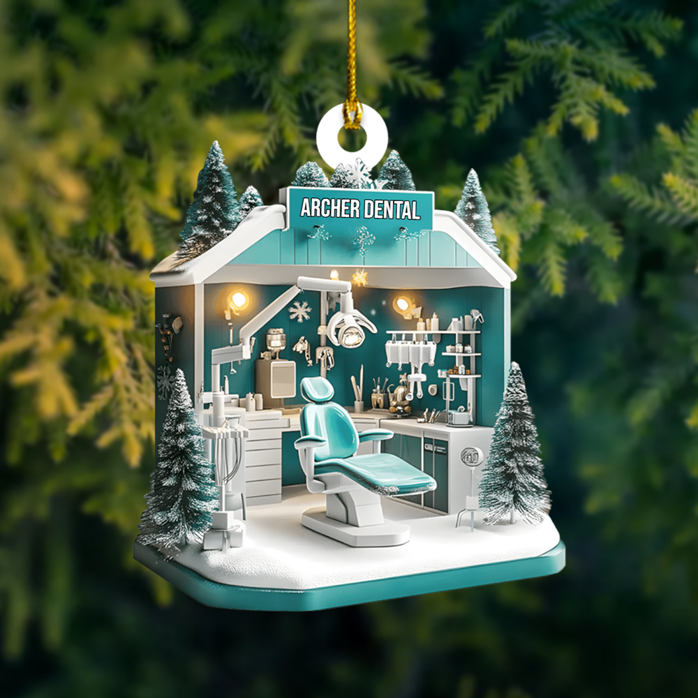 Custom Dentist Office Ornament – Personalized Dental Clinic Name Christmas Tree Decor, Perfect Holiday Gift for Dental Professionals Ornament