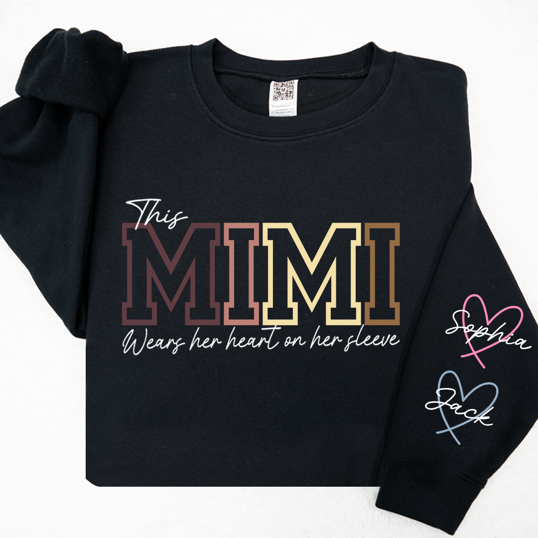 Personalized Mimi With Grandkids Heart Sweatshirt, Custom Nickname And Grandkids Name Hoodie