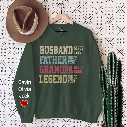Personalized Dad Grandpa, Husband Father Grandpa Legend Sweatshirt