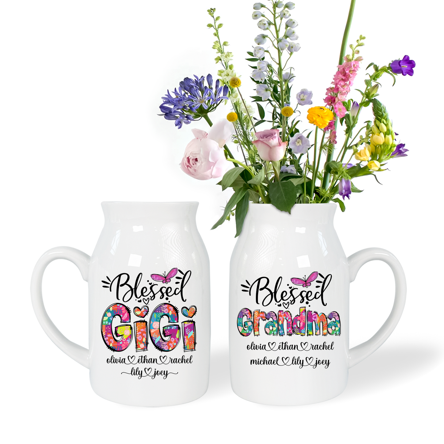 Blessed Nana Grandklids Est Colorful CG658 Ceramic Flower Vase, Mother's Day Gifts