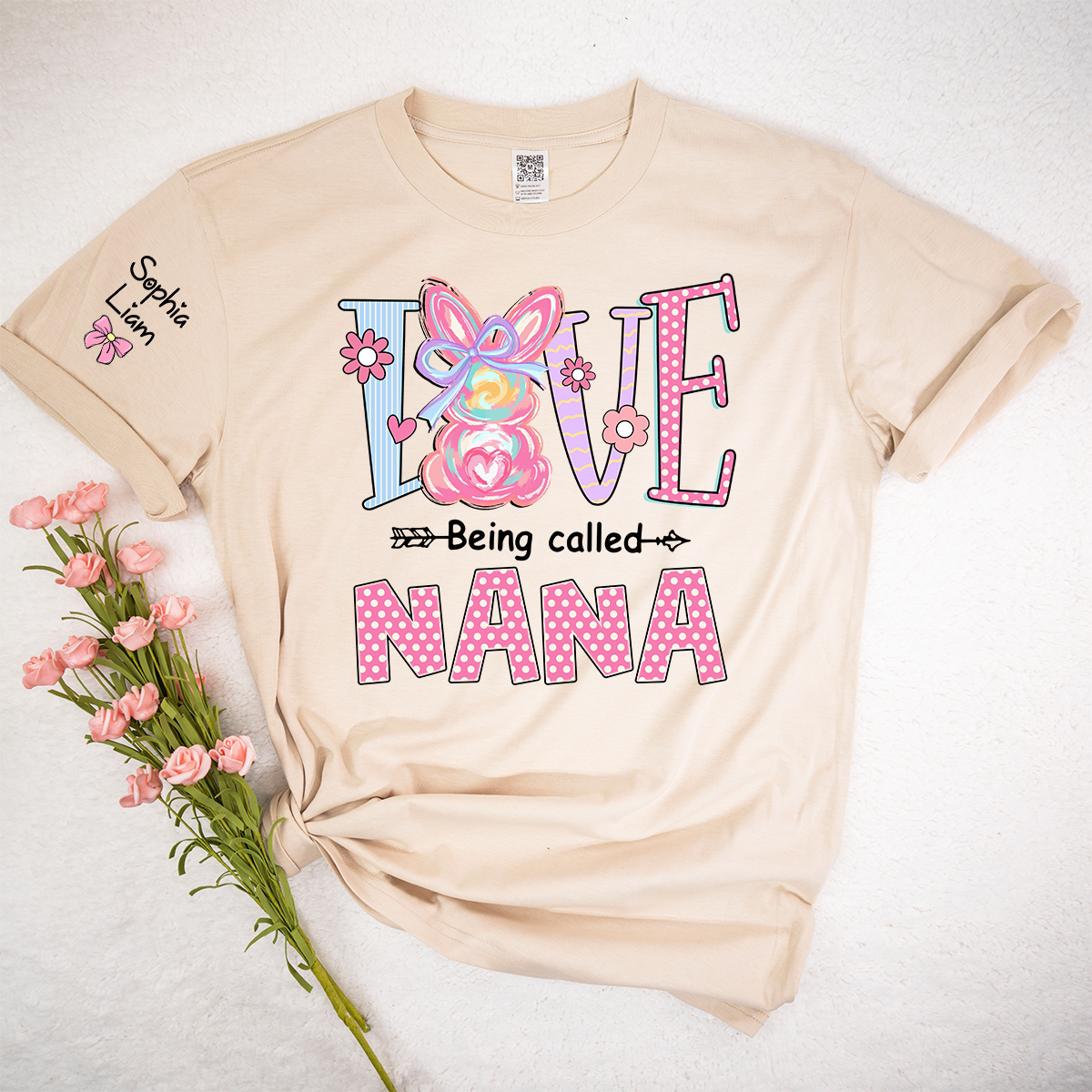 Personalized Nana Bunny Shirt For Easter, Custom Grandma Shirt With Kids Names