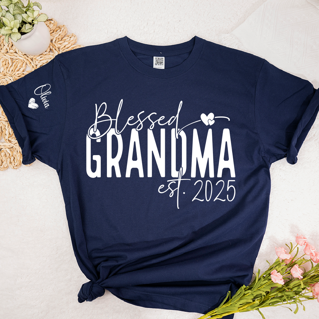 Blessed Grandma And Kids Custom T-Shirt 2025, Give Grandma