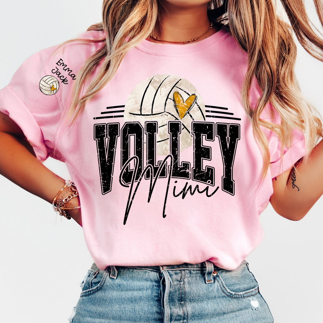 Custom Volleyball Mimi Shirt, Personalized with Kids Names, Volleyball Fan T Shirt